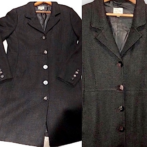 Black Wool Blend Textured Lined Great Quality Peacoat - Picture 1 of 11